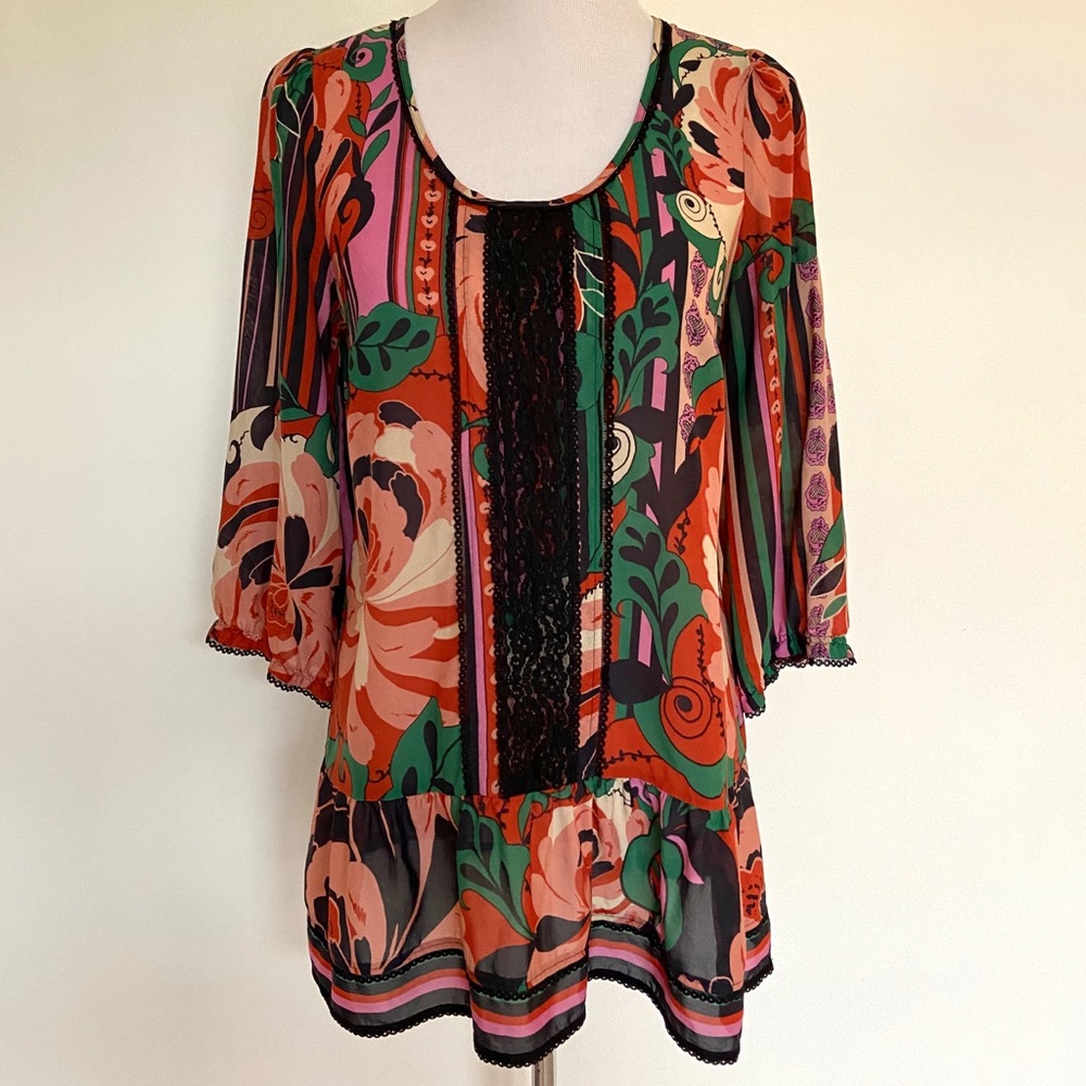🌿Anthropologie Silk Tunic Blouse